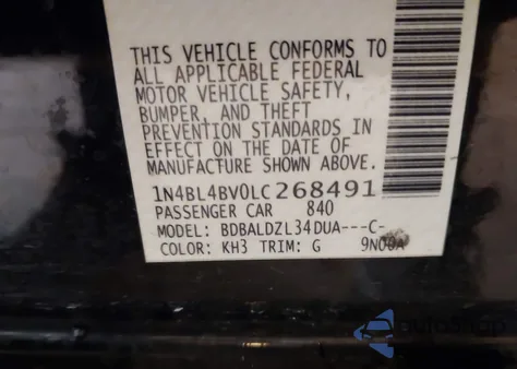 2020 Nissan Altima S Fwd z USA, uszkodzony, nr VIN 1N4BL4BV0LC268491